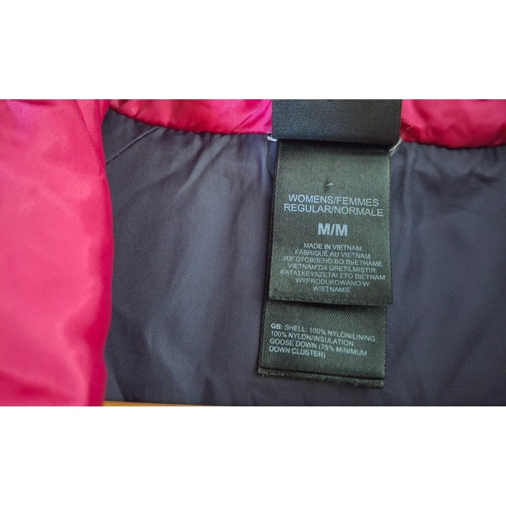 The North Face 550 Down Vest Womens Medium Pink Chevron Quilted Full Zip Puffer - Picture 4 of 9